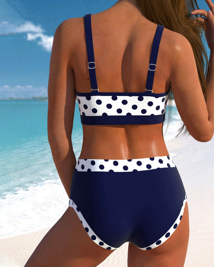 Nora™ | Patchwork bikini med høj talje og prikker