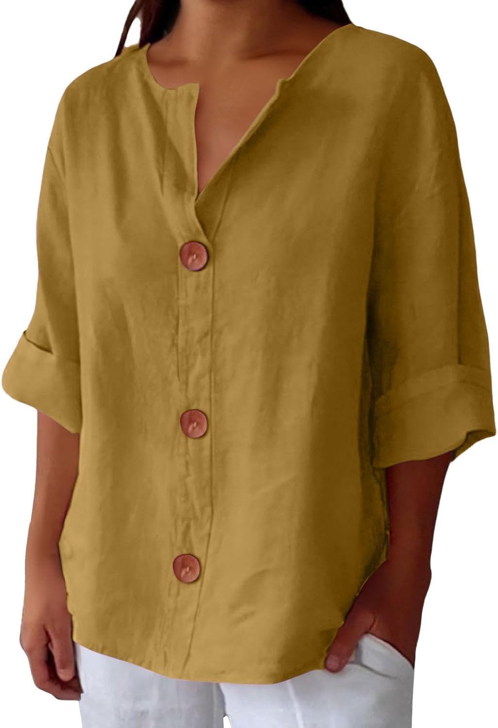 Laila | Linned Bluse i Casual Stil