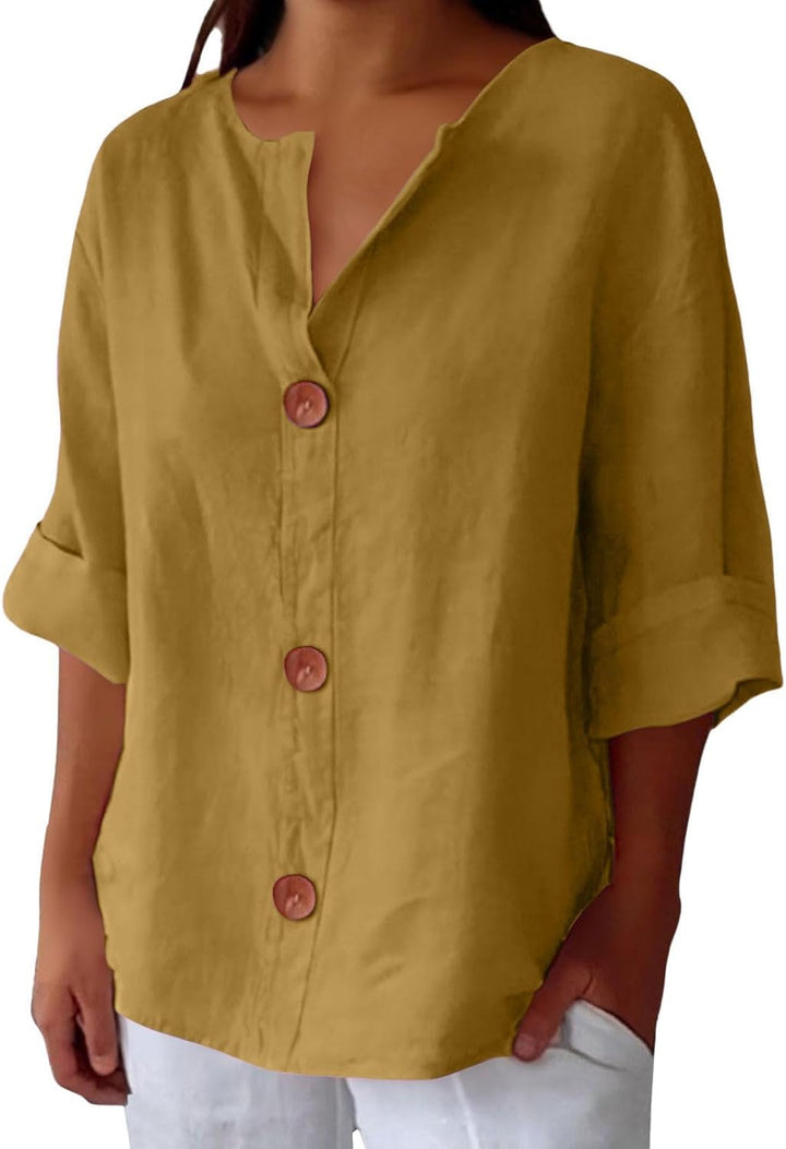 Laila | Linned Bluse i Casual Stil