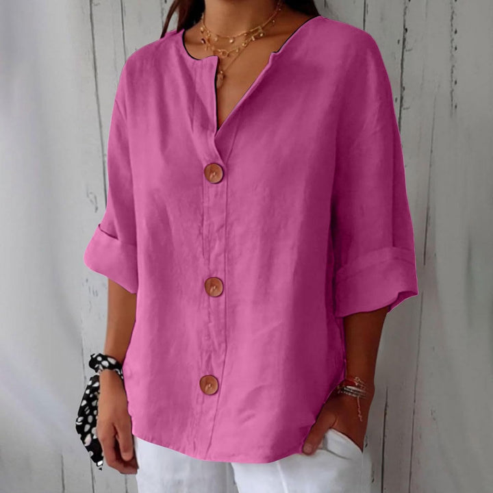 Laila | Linned Bluse i Casual Stil