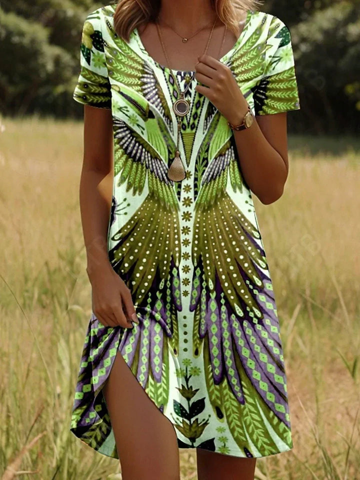 Edna™ | Kort Sommerkjole med Trendy Print