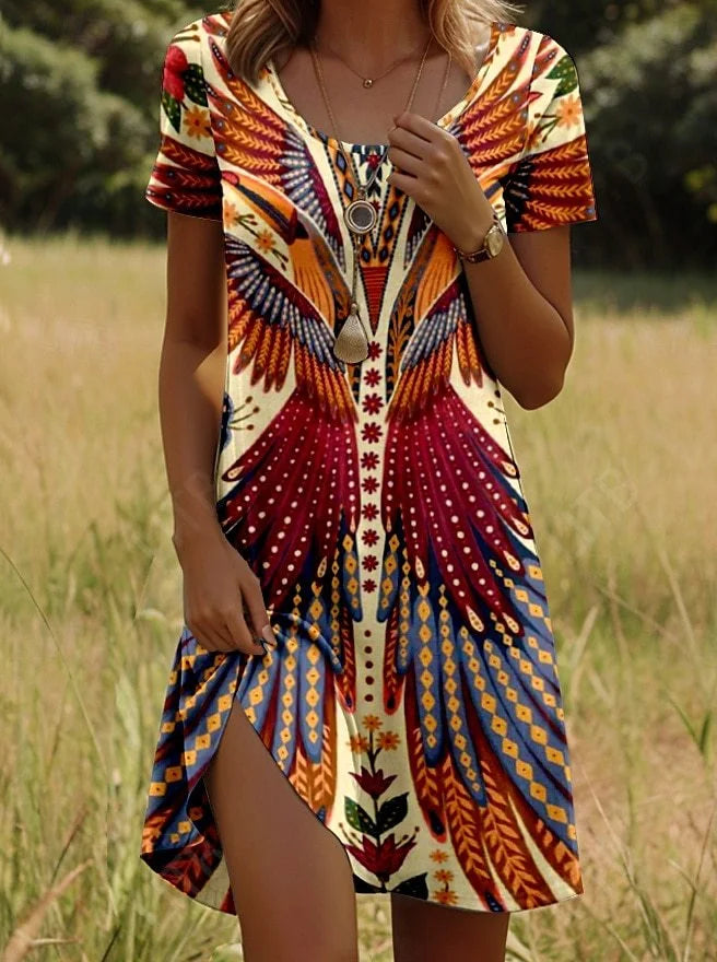 Edna™ | Kort Sommerkjole med Trendy Print