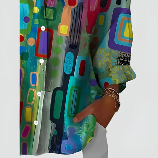 Sonja™ | Bluse med farverigt design