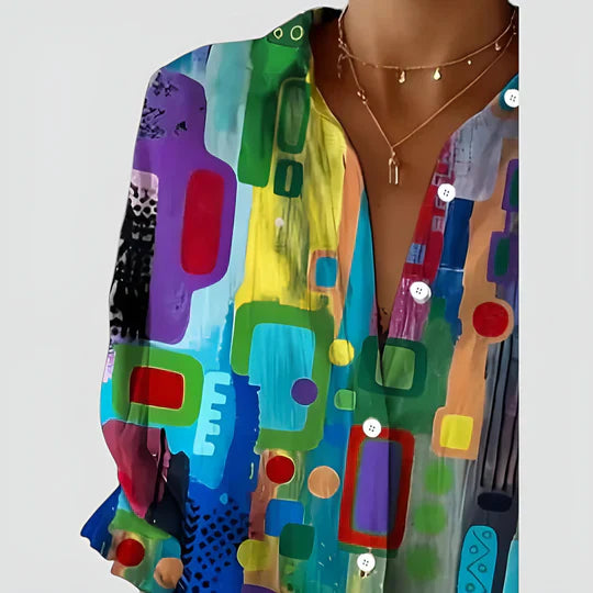 Sonja™ | Bluse med farverigt design