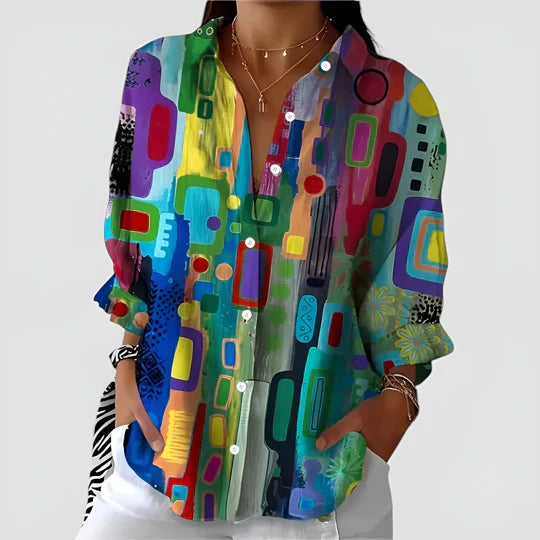 Sonja™ | Bluse med farverigt design