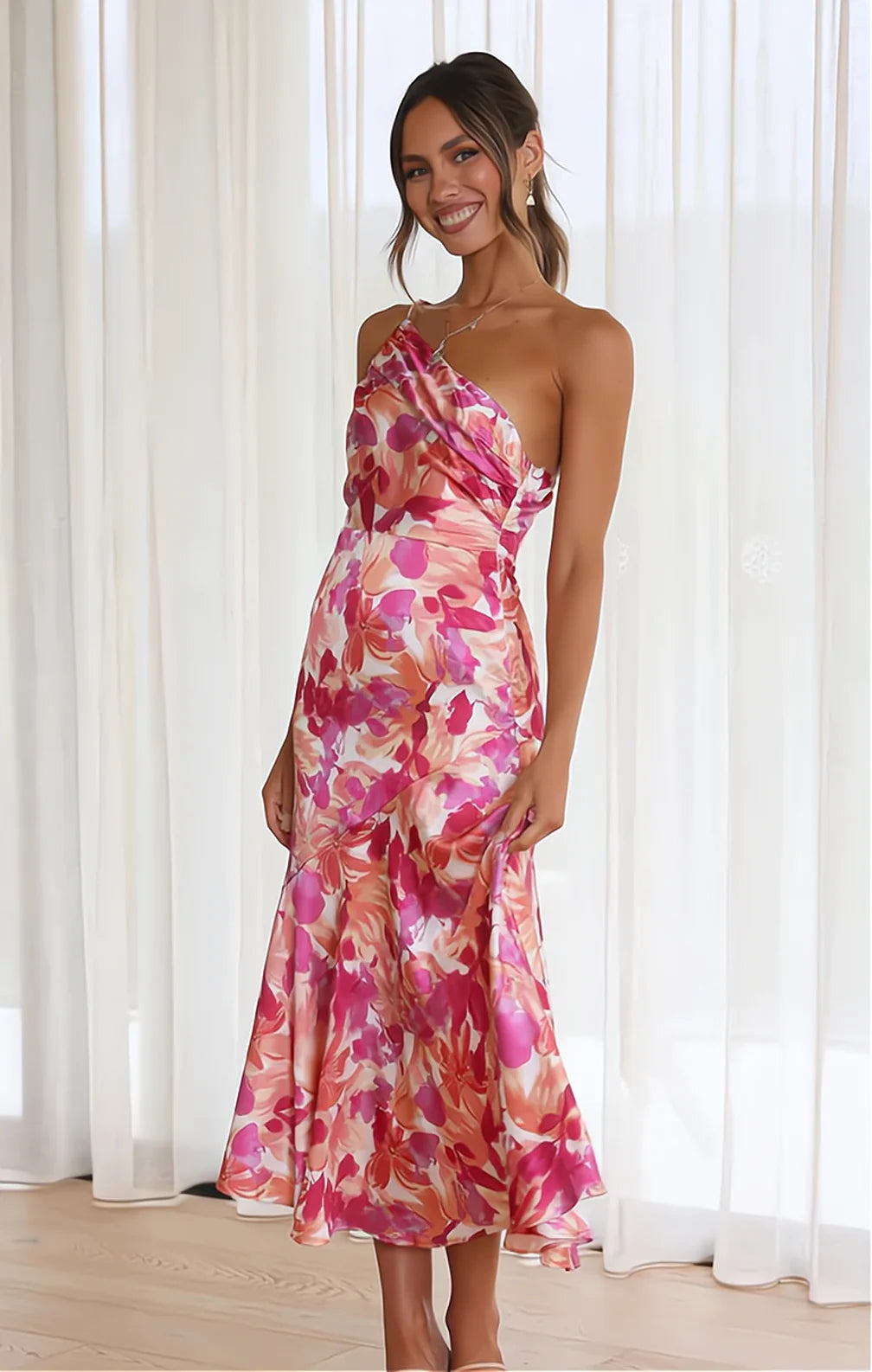 Laila | Blomsterkjole i satin