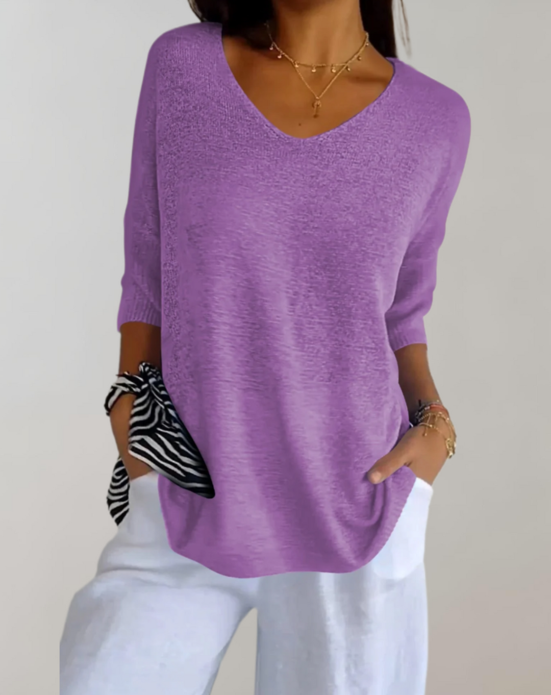 Rose | Luksuriøs V-Hals Strik Top